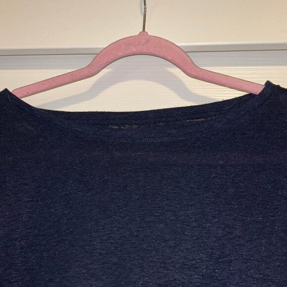 Talbots Cinched Shoulder Tie Bateau Neck Tee - Dark Navy Blue woman's size XLP - Picture 4 of 7